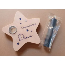 Gedenklicht für Sternenkind | Erinnerungslicht | Geschenk nach Fehlgeburt | Kondolenzgeschenk | Stern aus Holz mit Kerze