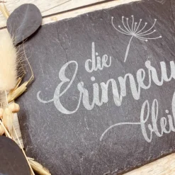 Gedenkplatte für Grab | Steinplatte mit Gravur | Stein für Grabschmuck | Grabdekoration aus Naturstein