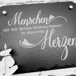 Gedenkplatte für Grab | Steinplatte mit Gravur | Stein für Grabschmuck | Grabdekoration aus Naturstein | In liebevoller