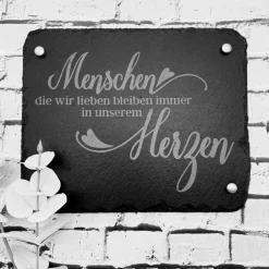 Gedenkplatte für Grab | Steinplatte mit Gravur | Stein für Grabschmuck | Grabdekoration aus Naturstein | In liebevoller