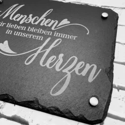 Gedenkplatte für Grab | Steinplatte mit Gravur | Stein für Grabschmuck | Grabdekoration aus Naturstein | In liebevoller