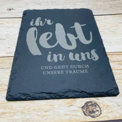 Gedenkplatte für Grab | Steinplatte mit Gravur | Stein für Grabschmuck | Grabdekoration aus Naturstein