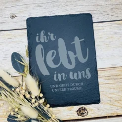 Gedenkplatte für Grab | Steinplatte mit Gravur | Stein für Grabschmuck | Grabdekoration aus Naturstein