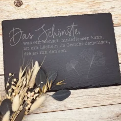 Gedenkplatte für Grab | Steinplatte mit Gravur | Stein für Grabschmuck | Grabdekoration aus Naturstein | schöner Spruch