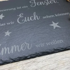 Gedenkplatte für Grab | Steinplatte mit Gravur | Stein für Grabschmuck | Grabdekoration aus Naturstein | Trauerspruch