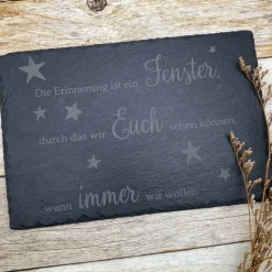 Gedenkplatte für Grab | Steinplatte mit Gravur | Stein für Grabschmuck | Grabdekoration aus Naturstein | Trauerspruch