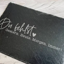 Gedenkplatte für Grab | Steinplatte mit Gravur | Stein für Grabschmuck | Grabdekoration aus Naturstein | Trauerspruch