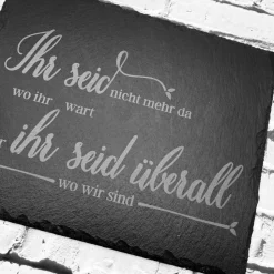 Gedenkplatte für Grab | Steinplatte mit Gravur | Stein für Grabschmuck | Grabdekoration aus Naturstein | Trauerspruch