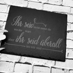 Gedenkplatte für Grab | Steinplatte mit Gravur | Stein für Grabschmuck | Grabdekoration aus Naturstein | Trauerspruch