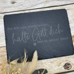 Gedenkplatte für Grab | Steinplatte mit Gravur | Stein für Grabschmuck | Grabdekoration aus Naturstein