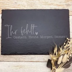 Gedenkplatte für Grab | Steinplatte mit Gravur | Stein für Grabschmuck | Grabdekoration aus Naturstein