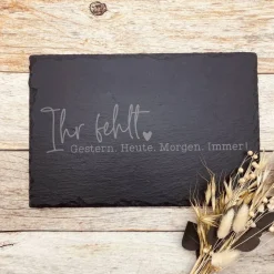 Gedenkplatte für Grab | Steinplatte mit Gravur | Stein für Grabschmuck | Grabdekoration aus Naturstein