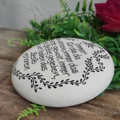 Gedenkstein, Grabschmuck, Grabstein, 12 x 12 cm, Trauer, Herz, Spruch, Immer für alle, Beton, frostfest