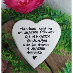 Gedenkstein, Grabschmuck, Grabstein, 17 x 17 cm, Trauer, Herz, Spruch, Manchmal seid ihr, Beton, frostfest
