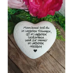 Gedenkstein, Grabschmuck, Grabstein, 17 x 16 cm, Trauer, Herz, Spruch, Manchmal bist du, Beton, frostfest