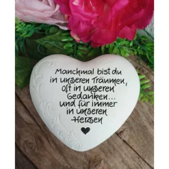 Gedenkstein, Grabschmuck, Grabstein, 17 x 16 cm, Trauer, Herz, Spruch, Manchmal bist du, Beton, frostfest