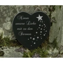 Gedenkstein Sternenkind Herz Grabschmuck Marmor Gravur Baby Grabstein Grabdekoration