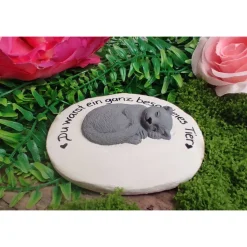 Gedenkstein, Tiergrabstein, Gedenkstein Katze, Tiergrabstein, 11 x 9 cm, Trauer,  Beton, frostfest. Katze