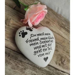 Gedenkstein, Tiergrabstein, Gedenkstein Hund, Tiergrabstein, 11 x 9 cm, Trauer,  Beton, frostfest. Hund, Du warst mein