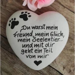 Gedenkstein, Tiergrabstein, Gedenkstein Hund, Tiergrabstein, 11 x 9 cm, Trauer,  Beton, frostfest. Hund, Du warst mein