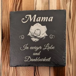 Gedenktafel/ Grabschmuck aus Schiefer, Rose, Personalisiert