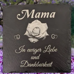 Gedenktafel/ Grabschmuck aus Schiefer, Rose, Personalisiert