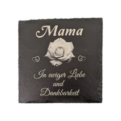 Gedenktafel/ Grabschmuck aus Schiefer, Rose, Personalisiert