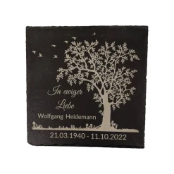 Gedenktafel/ Grabschmuck aus Schiefer, Baum, Personalisiert