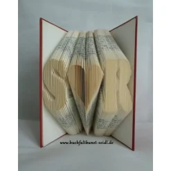 gefaltetes Buch "Initialen mit Herz", personalisiertes Geschenk, z.B. für Hochzeit/Jahrestag/Valentinstag/Geburtstag