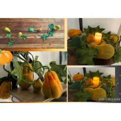 Gefilzte Kürbisranke – handgemachte Herbstdeko mit Blättern & Kürbissen, ca. 120 cm lang