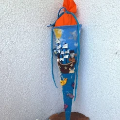 gefilzte Schultüte mit Piratenschiff und Seeräuber