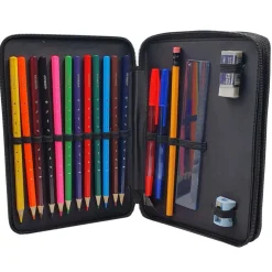 gefüllte Federmappe mit Name im Design Pferd mit Fohlen | Schulmäppchen personalisiert