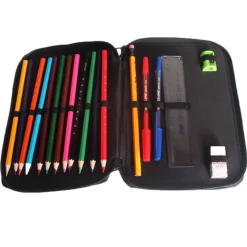 gefüllte Federmappe mit Name | Schulmäppchen mit Pferd grün