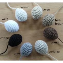 gehäkelte Eier aus Biobaumwolle in 29 Farben, Handarbeit