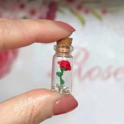 Gehäkelte Mini Rose im Glasflakon - Einzigartiges Geschenk zur Hochzeit, zum Valentinstag oder Geburtstag