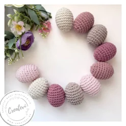 Gehäkelte Ostereier rosa Set – schlichte Osterdeko im Scandi Stil, umhäkelte Häkeleier für Osterstrauß und Tischdeko