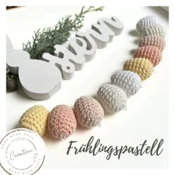 Gehäkelte Ostereier Set aus Baumwolle – Handgemachte Osterdeko in Pastellfarben
