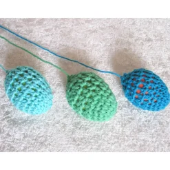 Gehäkelte Ostereier zum Aufhängen – 6 Stück Handarbeit Osterdeko, Baumwolle