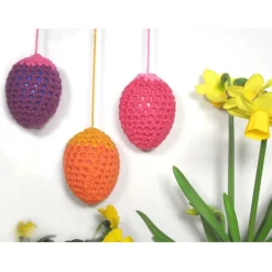 Gehäkelte Ostereier zum Aufhängen – 6 Stück Handarbeit Osterdeko, Baumwolle