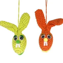 Gehäkelte Osterhasen zum Aufhängen 2er Set – Handgemachte Osterdeko aus Baumwolle