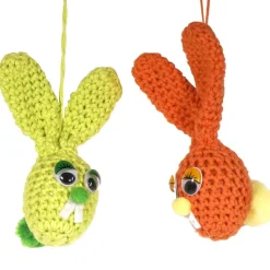Gehäkelte Osterhasen zum Aufhängen 2er Set – Handgemachte Osterdeko aus Baumwolle