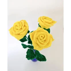 Gehäkelte Rose in Gelb | langlebige Blume aus Wolle | handgemachte Deko & Geschenkidee