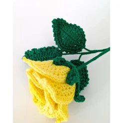 Gehäkelte Rose in Gelb | langlebige Blume aus Wolle | handgemachte Deko & Geschenkidee