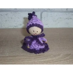 gehäkelter Wichtel - lila (9 cm x 6 cm)