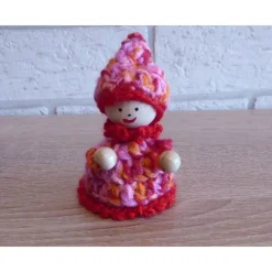 gehäkelter Wichtel - rosa-rot-orange (9 cm x 6 cm)