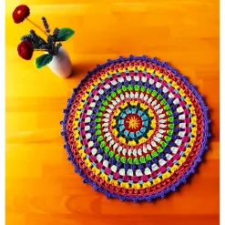 Gehäkeltes Deckchen 37 cm Mandala Boho Stuhlkissen
