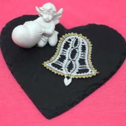 geklöppelter Christbaumschmuck Glocke 1 weiß-gold