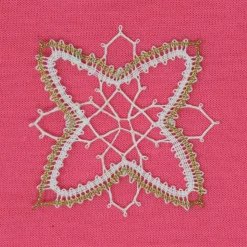 geklöppelter Christbaumschmuck Ornament 2 weiß-gold