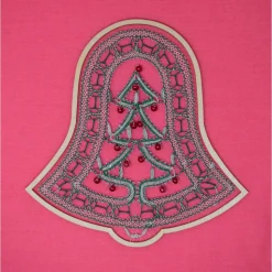 Geklöppeltes Fensterbild Christbaum – Handarbeit im Holzrahmen, silber-dunkelgrün, 21x20 cm