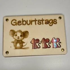 Gelaserte Geldgeschenkkarte "Geburtstagsmäuse" aus Sperrholz – Das perfekte Geschenk zum Geburtstag!